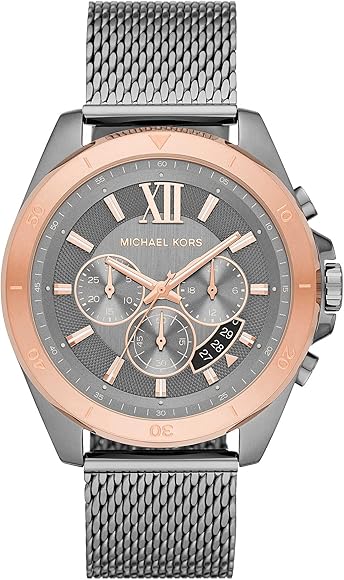Buy Shop Michael Kors Brecken Chronograph Grey Dial Silver Mesh Strap Watch For Men - MK8868 USA Online