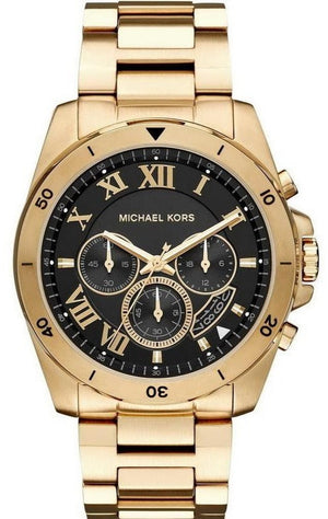 Buy Shop Michael Kors Brecken Chronograph Quartz Black Dial Gold Steel Strap Watch For Men - MK8481 USA Online