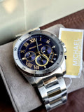 Buy Shop Michael Kors Brecken Chronograph Quartz Black Dial Silver Steel Strap Watch For Men - MK8438 USA Online