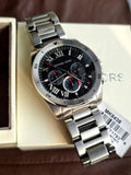 Buy Shop Michael Kors Brecken Chronograph Quartz Black Dial Silver Steel Strap Watch For Men - MK8438 USA Online