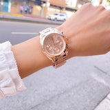 Buy Shop Michael Kors Brecken Chronograph Quartz Rose Gold Dial Rose Gold Steel Strap Watch For Women - MK6367 USA Online