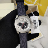 Buy Shop Michael Kors Brecken Chronograph Silver Dial Grey Leather Strap Watch For Men - MK8922 USA Online