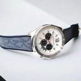 Buy Shop Michael Kors Brecken Chronograph Silver Dial Grey Leather Strap Watch For Men - MK8922 USA Online