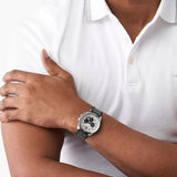 Buy Shop Michael Kors Brecken Chronograph Silver Dial Grey Leather Strap Watch For Men - MK8922 USA Online