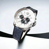 Buy Shop Michael Kors Brecken Chronograph Silver Dial Grey Leather Strap Watch For Men - MK8922 USA Online