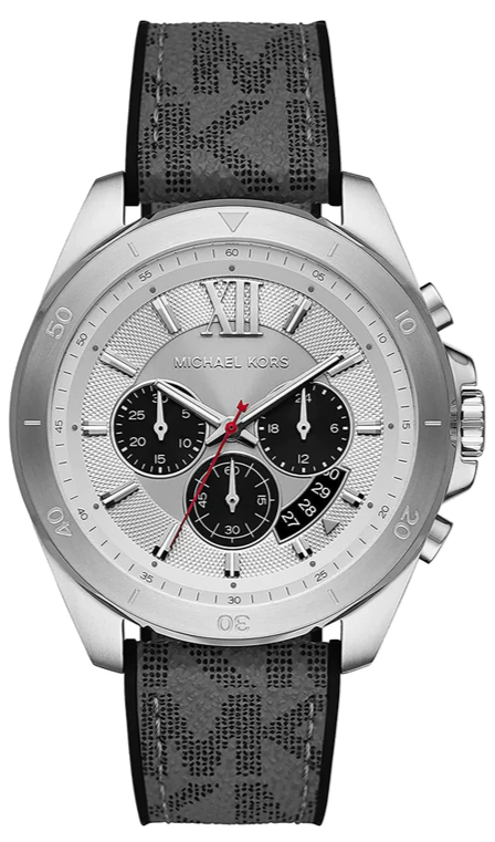 Buy Shop Michael Kors Brecken Chronograph Silver Dial Grey Leather Strap Watch For Men - MK8922 USA Online