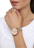 Buy Shop Michael Kors Briar Quartz Rose Gold Dial Rose Gold Steel Strap Watch For Women - MK6465 USA Online