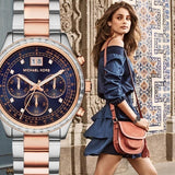 Buy Shop Michael Kors Brinkley Blue Dial Two Tone Steel Strap Watch for Women - MK6205 USA Online