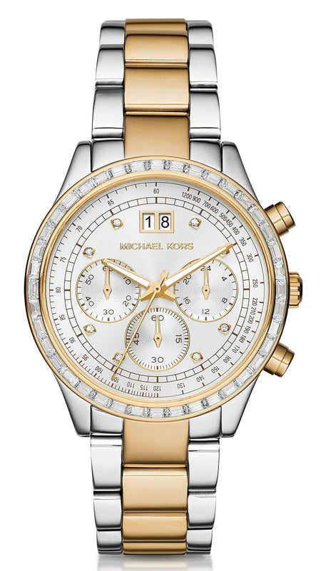 Buy Shop Michael Kors Brinkley Chronograph Silver Dial Two Tone Steel Strap Watch for Women - MK6188 USA Online