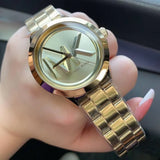 Buy Shop Michael Kors Bryn Quartz Gold Dial Gold Steel Strap Watch For Women - MK7317 USA Online