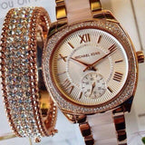 Buy Shop Michael Kors Bryn Rose Gold Dial Two Tone Steel Strap Watch for Women - MK6135 USA Online