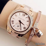 Buy Shop Michael Kors Bryn Rose Gold Dial Two Tone Steel Strap Watch for Women - MK6135 USA Online