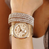 Buy Shop Michael Kors Byrn Quartz Gold Dial Gold Steel Strap Watch For Women - MK6134 USA Online