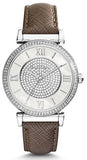 Buy Shop Michael Kors Caitlin Quartz Silver Dial Gray Leather Strap Watch For Women - MK2377 USA Online