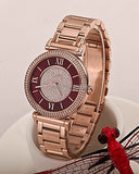 Buy Shop Michael Kors Caitlin Red Dial Rose Gold Stainless Steel Strap Watch for Women - MK3377 USA Online