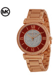 Buy Shop Michael Kors Caitlin Red Dial Rose Gold Stainless Steel Strap Watch for Women - MK3377 USA Online