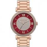Buy Shop Michael Kors Caitlin Red Dial Rose Gold Stainless Steel Strap Watch for Women - MK3377 USA Online
