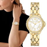 Buy Shop Michael Kors Camile Analog White Dial Gold Steel Strap Watch for Women - MK4801 USA Online