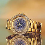 Buy Shop Michael Kors Camille Analog Blue Dial Gold Steel Strap Watch For Women - MK7341 USA Online