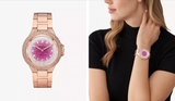 Buy Shop Michael Kors Camille Analog Pink Dial Rose Gold Steel Strap Watch for Women - MK7340 USA Online
