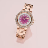 Buy Shop Michael Kors Camille Analog Pink Dial Rose Gold Steel Strap Watch for Women - MK7340 USA Online