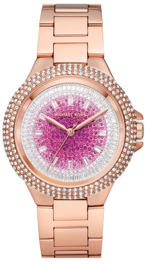 Buy Shop Michael Kors Camille Analog Pink Dial Rose Gold Steel Strap Watch for Women - MK7340 USA Online