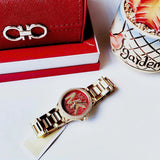Buy Shop Michael Kors Camille Analog Red Dial Gold Steel Strap Watch For Women - MK7196 USA Online