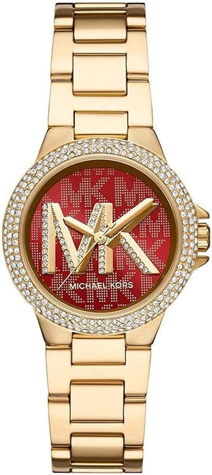 Buy Shop Michael Kors Camille Analog Red Dial Gold Steel Strap Watch For Women - MK7196 USA Online