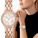 Buy Shop Michael Kors Camille Analog Silver Dial Rose Gold Steel Strap Watch for Women - MK4810 USA Online