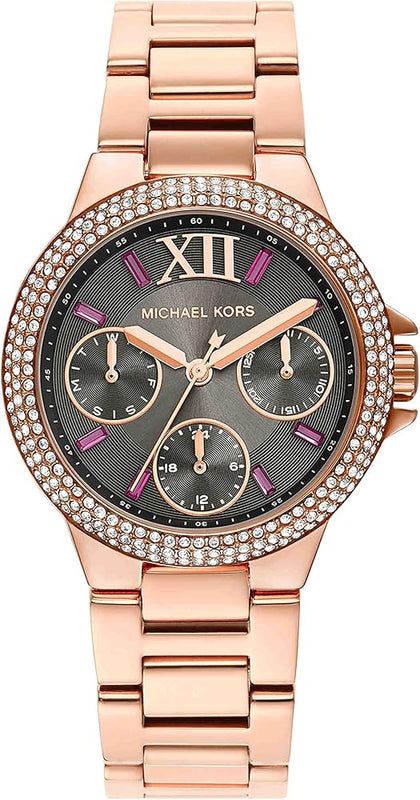 Buy Shop Michael Kors Camille Chronograph Grey Dial Rose Gold Steel Strap Watch For Women - MK6983 USA Online