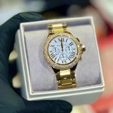 Buy Shop Michael Kors Camille Chronograph White Dial Gold Steel Strap Watch For Women - MK6994 USA Online