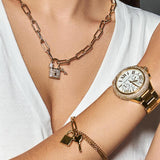 Buy Shop Michael Kors Camille Chronograph White Dial Gold Steel Strap Watch For Women - MK6994 USA Online