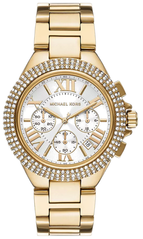 Buy Shop Michael Kors Camille Chronograph White Dial Gold Steel Strap Watch For Women - MK6994 USA Online