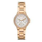 Michael Kors Mini Camille Chronograph White Dial Rose Gold Steel Strap Watch For Women - MK6844