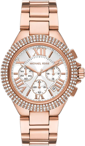 Buy Shop Michael Kors Camille Chronograph White Dial Rose Gold Steel Strap Watch For Women - MK6995 USA Online