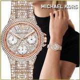 Buy Shop Michael Kors Camille Multifunction Crystals Rose Gold Dial Rose Gold Steel Strap Watch For Women - MK6997 USA Online