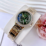Buy Shop Michael Kors Camille Multifunction Green Dial Gold Steel Strap Watch For Women - MK6981 USA Online