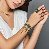 Buy Shop Michael Kors Camille Multifunction Green Dial Gold Steel Strap Watch For Women - MK6981 USA Online
