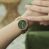 Buy Shop Michael Kors Camille Multifunction Green Dial Gold Steel Strap Watch For Women - MK6981 USA Online