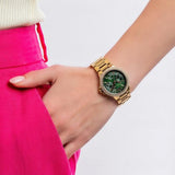 Buy Shop Michael Kors Camille Multifunction Green Dial Gold Steel Strap Watch For Women - MK6981 USA Online