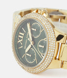 Buy Shop Michael Kors Camille Multifunction Green Dial Gold Steel Strap Watch For Women - MK6981 USA Online