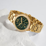 Buy Shop Michael Kors Camille Multifunction Green Dial Gold Steel Strap Watch For Women - MK6981 USA Online
