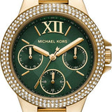 Buy Shop Michael Kors Camille Multifunction Green Dial Gold Steel Strap Watch For Women - MK6981 USA Online