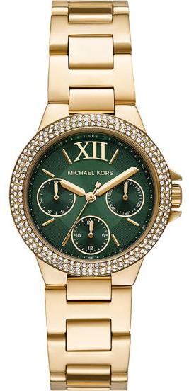 Buy Shop Michael Kors Camille Multifunction Green Dial Gold Steel Strap Watch For Women - MK6981 USA Online