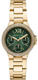 Buy Shop Michael Kors Camille Multifunction Green Dial Gold Steel Strap Watch For Women - MK6981 USA Online