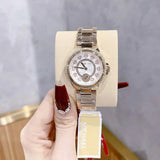 Buy Shop Michael Kors Camille Multifunction White Dial Rose Gold Steel Strap Watch For Women - MK4700 USA Online
