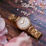 Buy Shop Michael Kors Camille Multifunction White Dial Rose Gold Steel Strap Watch For Women - MK6845 USA Online