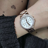 Buy Shop Michael Kors Camille Multifunction White Dial Rose Gold Steel Strap Watch For Women - MK6845 USA Online