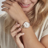 Buy Shop Michael Kors Camille Multifunction White Dial Rose Gold Steel Strap Watch For Women - MK6845 USA Online