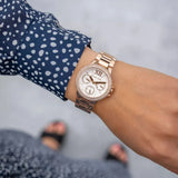 Buy Shop Michael Kors Camille Multifunction White Dial Rose Gold Steel Strap Watch For Women - MK6845 USA Online